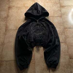 Velvet Black Cropped Zip Up Hoodie size S